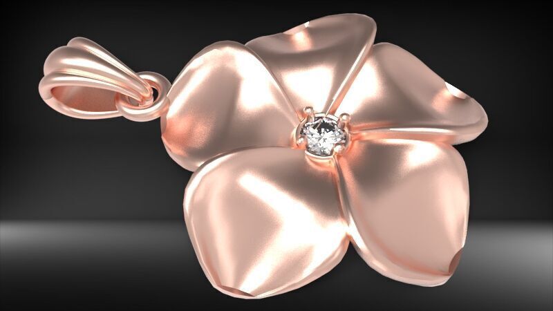 Beautiful Diamond Hawaiian  Plumeria Pendant Jewelry 3D print model_14