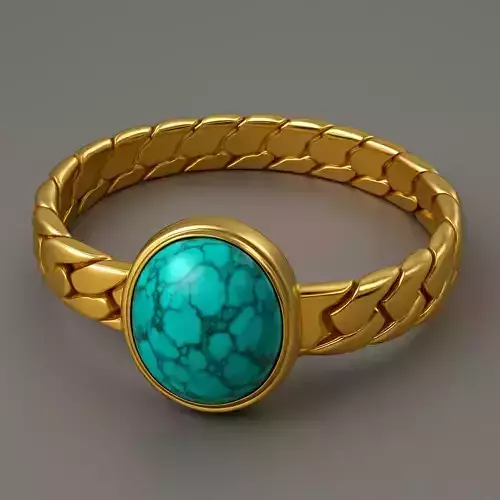 Gold  Bracelet With Turguoise