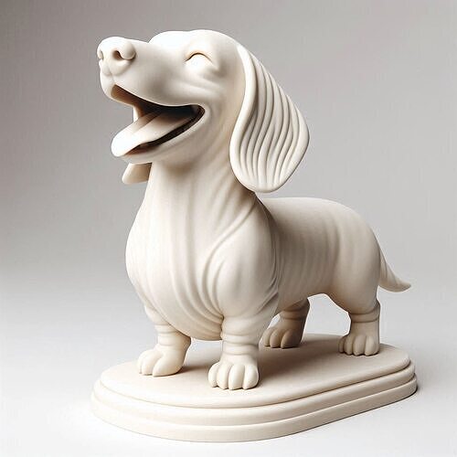 534  Laughing Dachshund 3D Printed Ivory Style Statue 3D print model