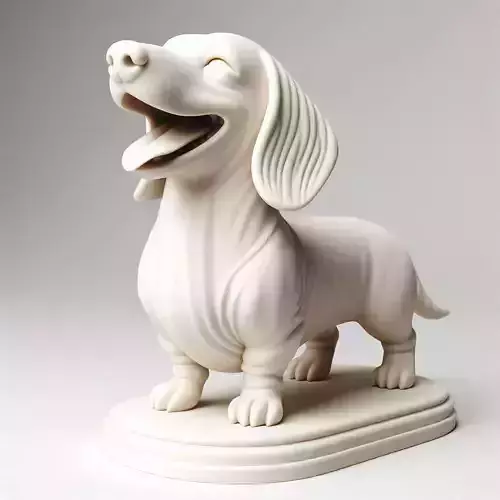 534  Laughing Dachshund 3D Printed Ivory Style Statue