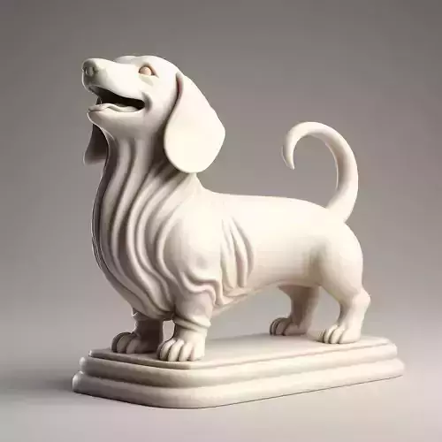 535  Laughing Dachshund 3D Printed Ivory Style Statue