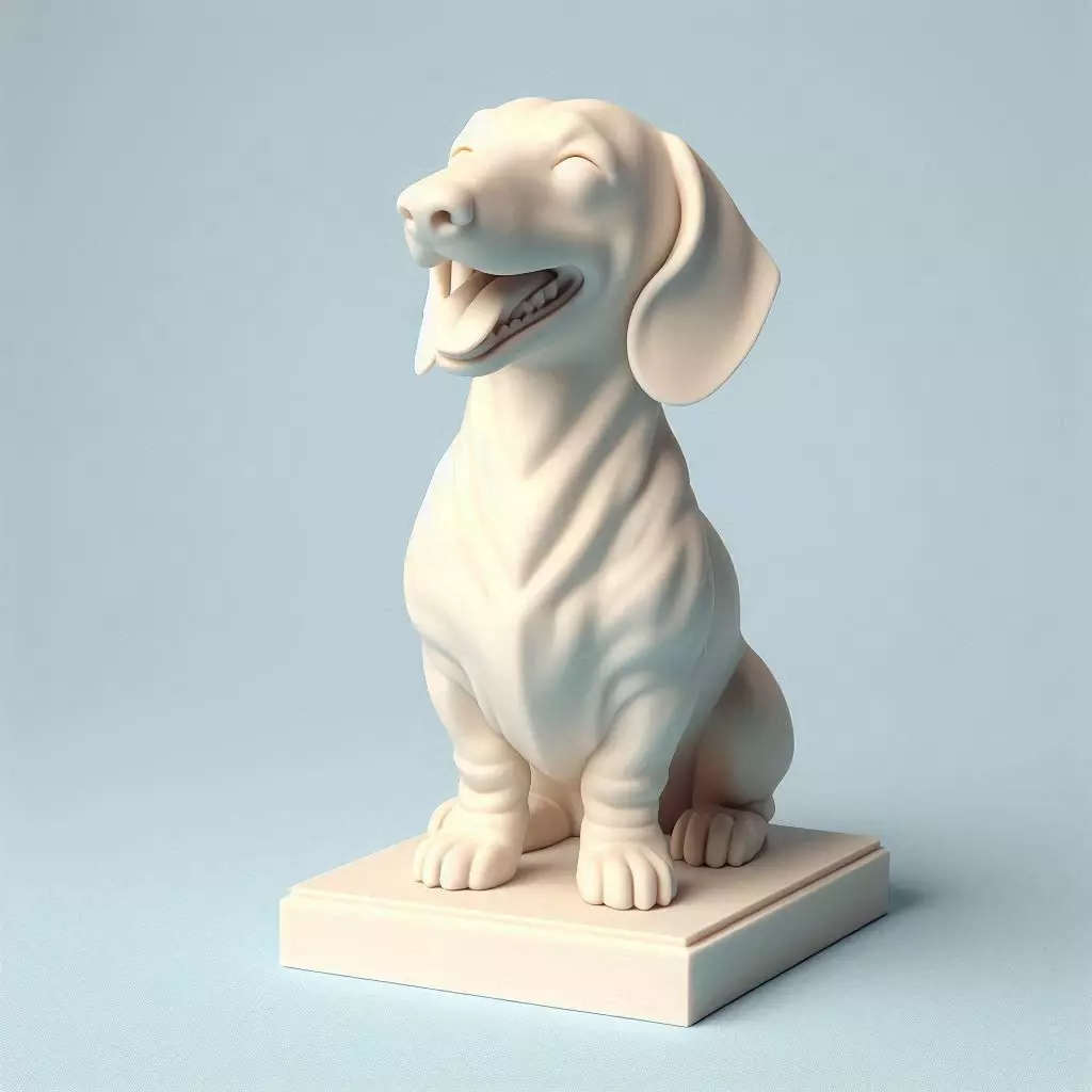 536  Laughing Dachshund 3D Printed Ivory Style Statue 3D print model_0