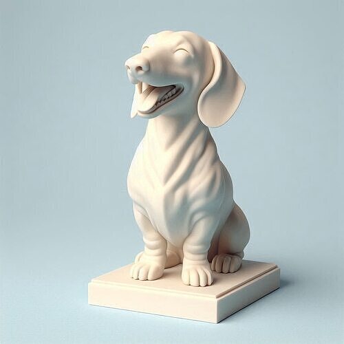 536  Laughing Dachshund 3D Printed Ivory Style Statue 3D print model