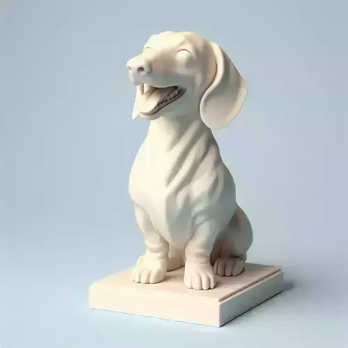 536  Laughing Dachshund 3D Printed Ivory Style Statue 3D print model