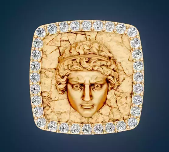 Greek face ring printable gold jewelry printable 3D model