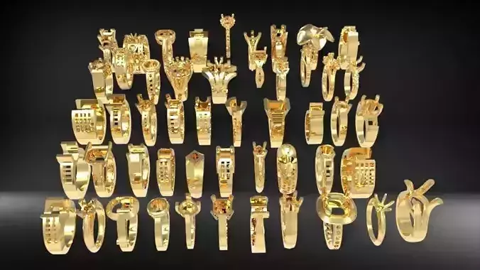 50 Various Solitaire Promise ring Jewelry Collection Bulk Sale  3D print model