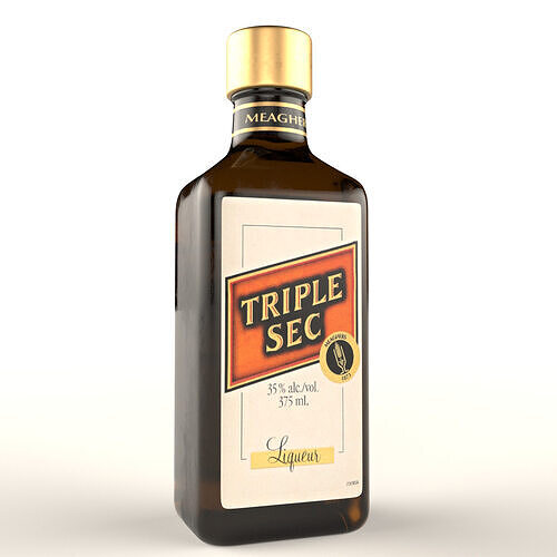 Triple Sec Alcohol Bottle Low-poly 3D model