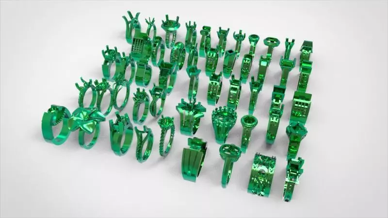 50 Various Solitaire Promise ring Jewelry Collection Bulk Sale 3D print model