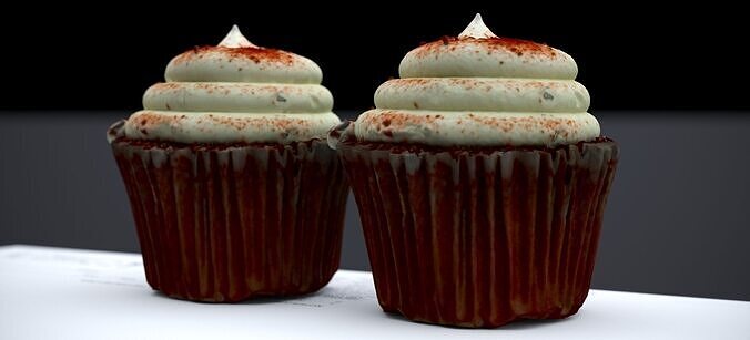 RED VELVET CUP CAKE 2024 3D model 7