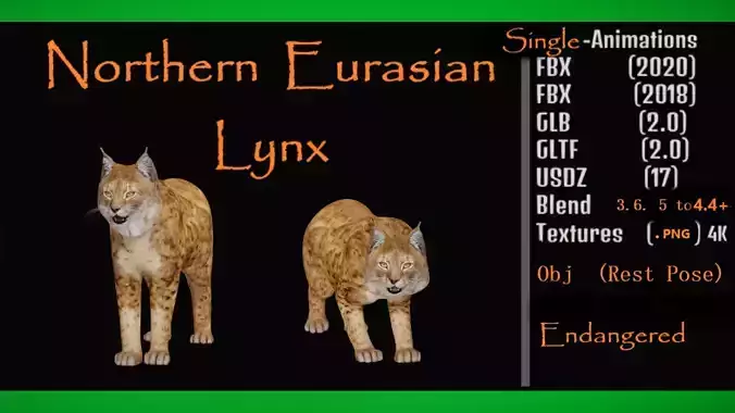 Northern Eurasian Lynx Low-poly 3D model