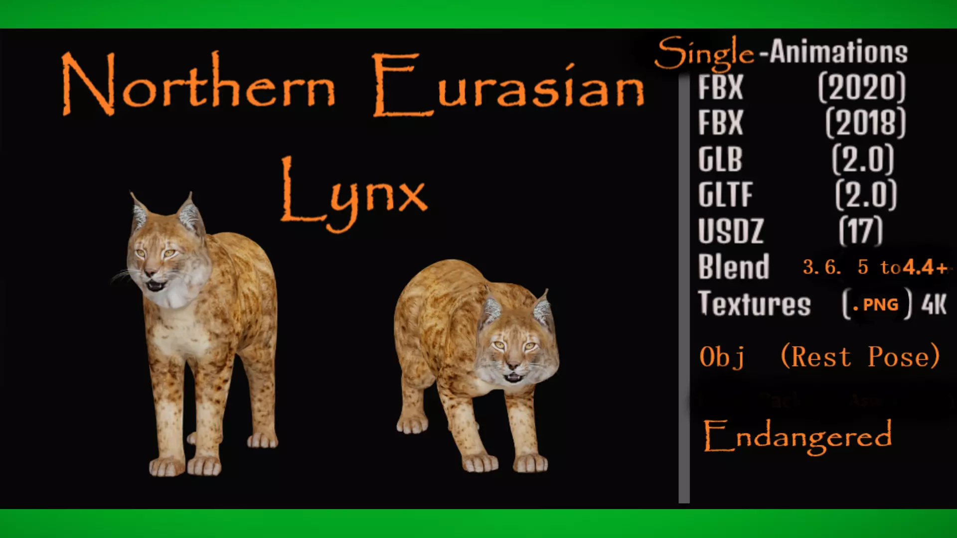 Northern Eurasian Lynx Low-poly 3D model_0