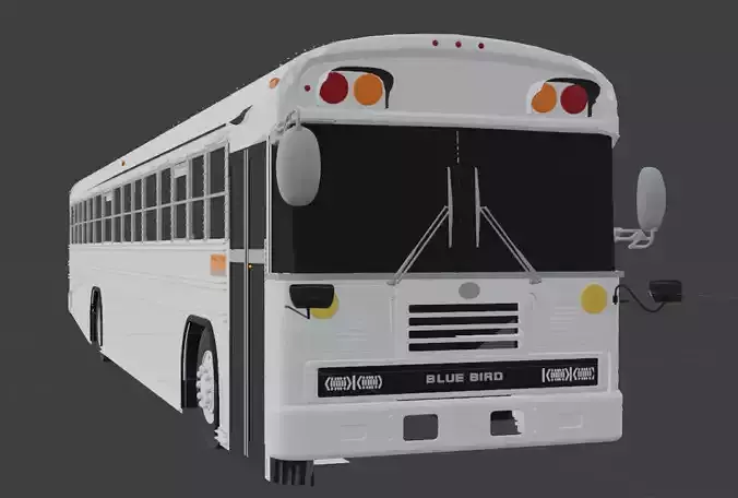 Blue Bird A3 School Bus   Realistic 3D Model Game Ready