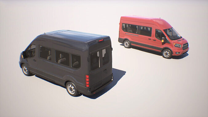 Passenger Van - Transit  - Game Ready Vehicle Low-poly 3D model 7