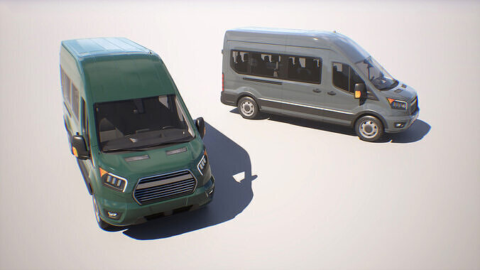 Passenger Van - Transit  - Game Ready Vehicle Low-poly 3D model 6