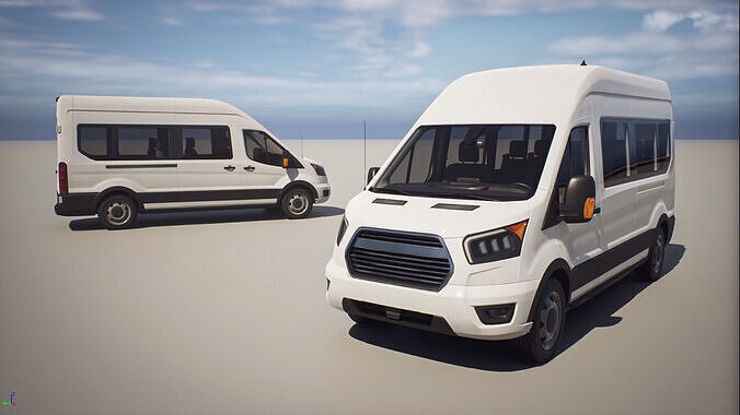 Passenger Van - Transit  - Game Ready Vehicle Low-poly 3D model 2