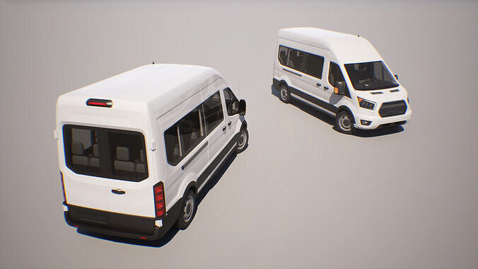 Passenger Van - Transit  - Game Ready Vehicle Low-poly 3D model 3