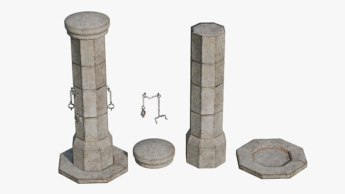 Medieval torture column Low-poly 3D model
