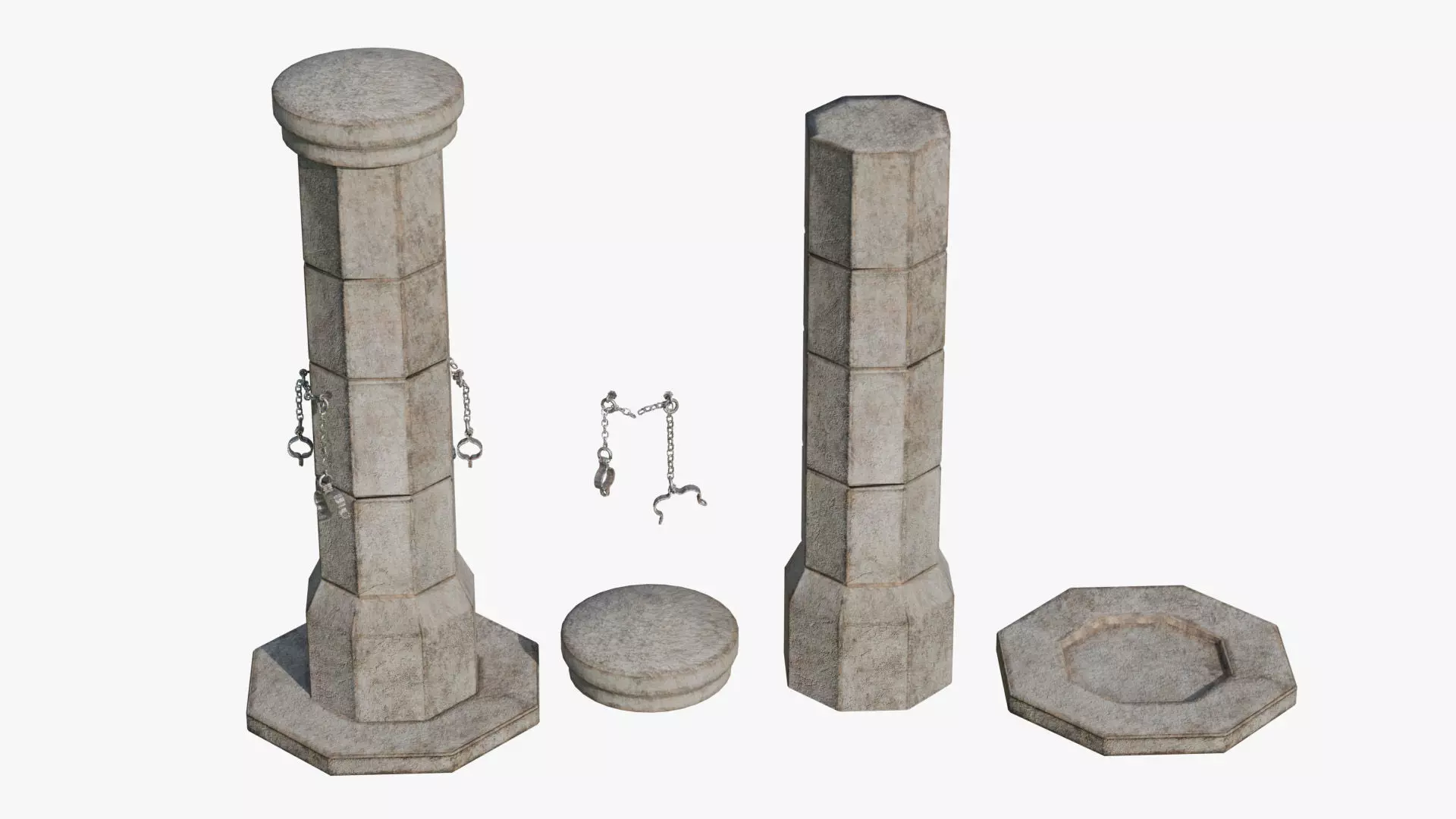 Medieval torture column Low-poly 3D model_0