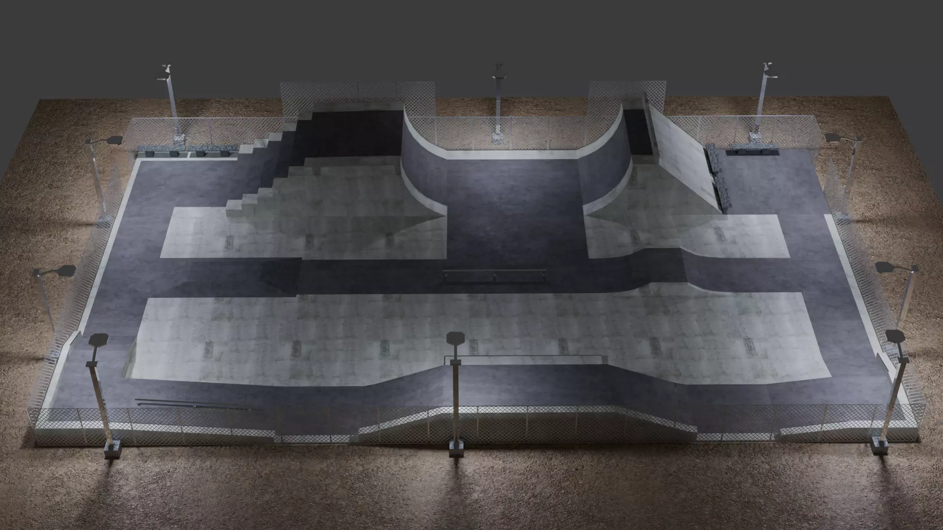 Beginner-Friendly 3D Skatepark Model 3D model_0