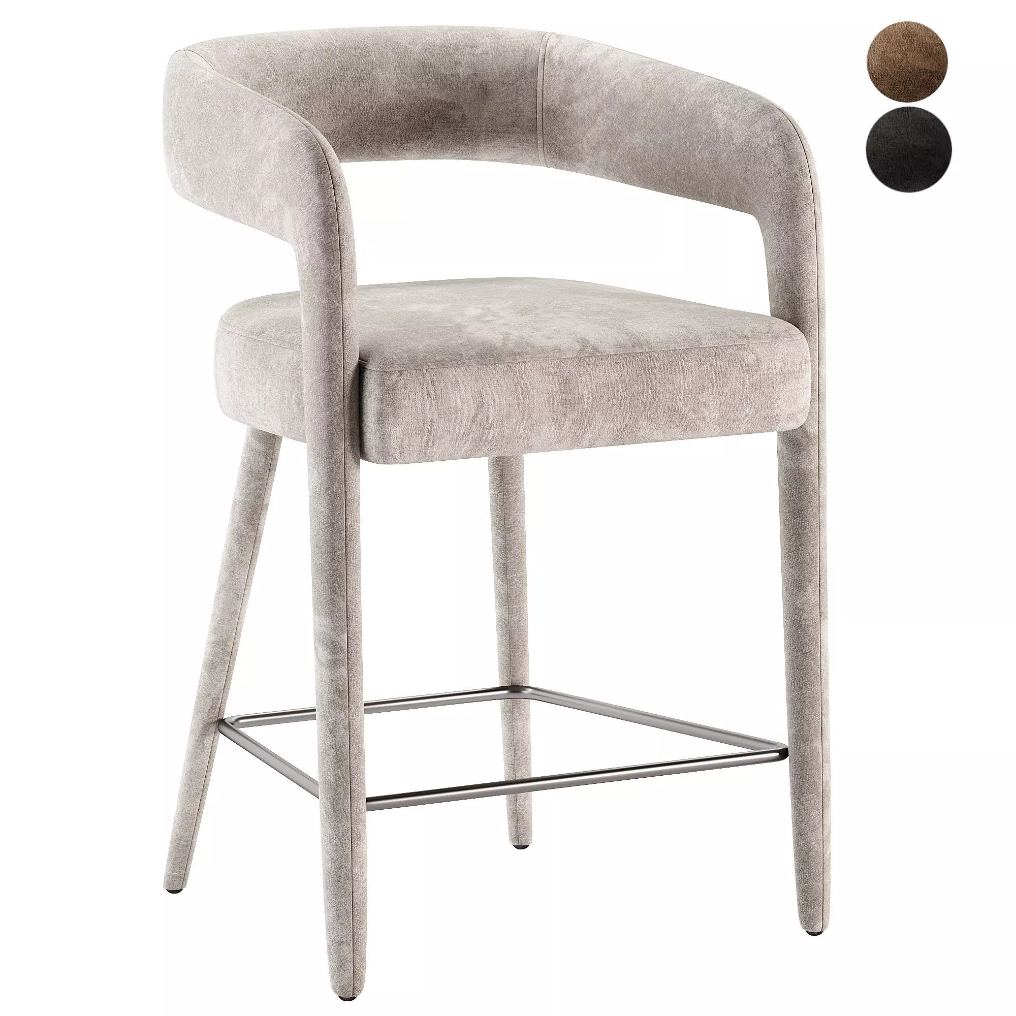 Carolin Comfy Cushioned Metal Counter Chair In Ivory Low-poly 3D model