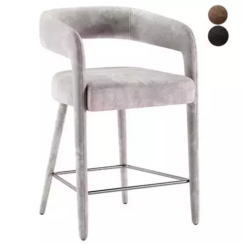 Carolin Comfy Cushioned Metal Counter Chair In Ivory Low-poly 3D model