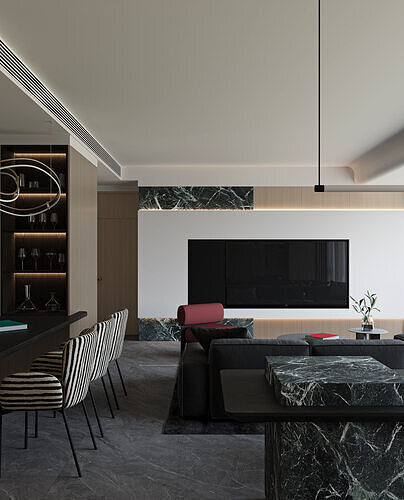 Living and dining room 3D model