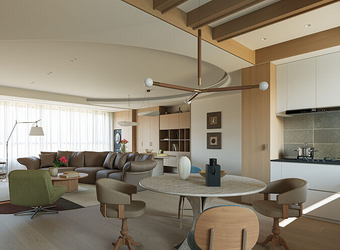 Living and dining room 3D model