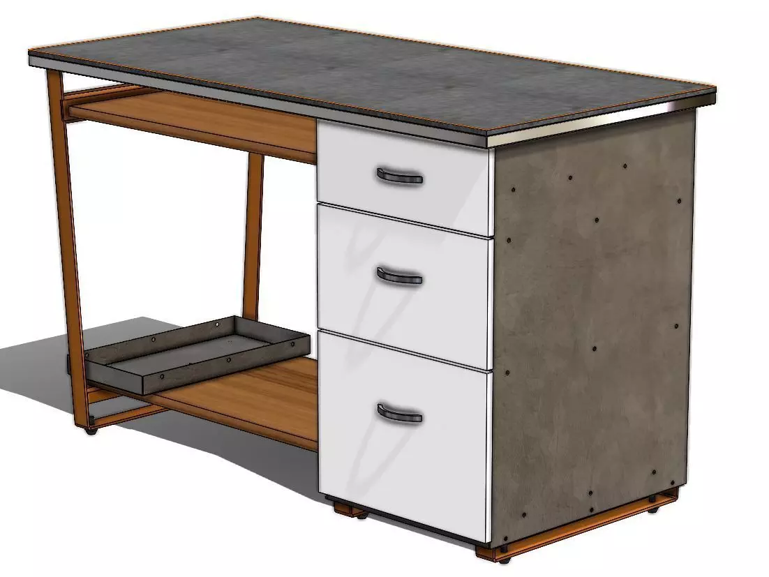 Computer table from sheet metal 3D model