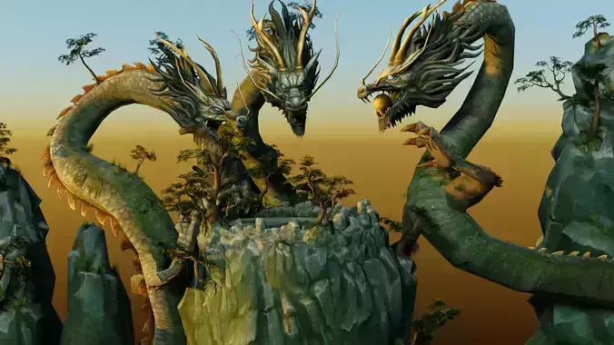 Mountain Shrine of Dragon - Stylized Fantasy Environment