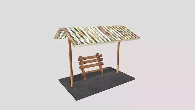 Low-Poly Bus Stop Shelter Low-poly 3D model