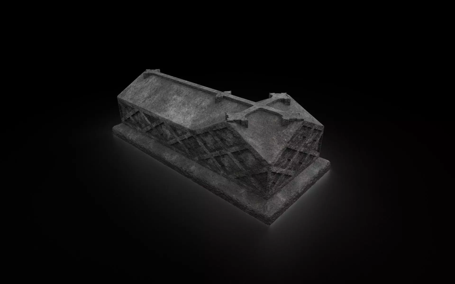 Old Stone Ledger Tombstone 3D model_0