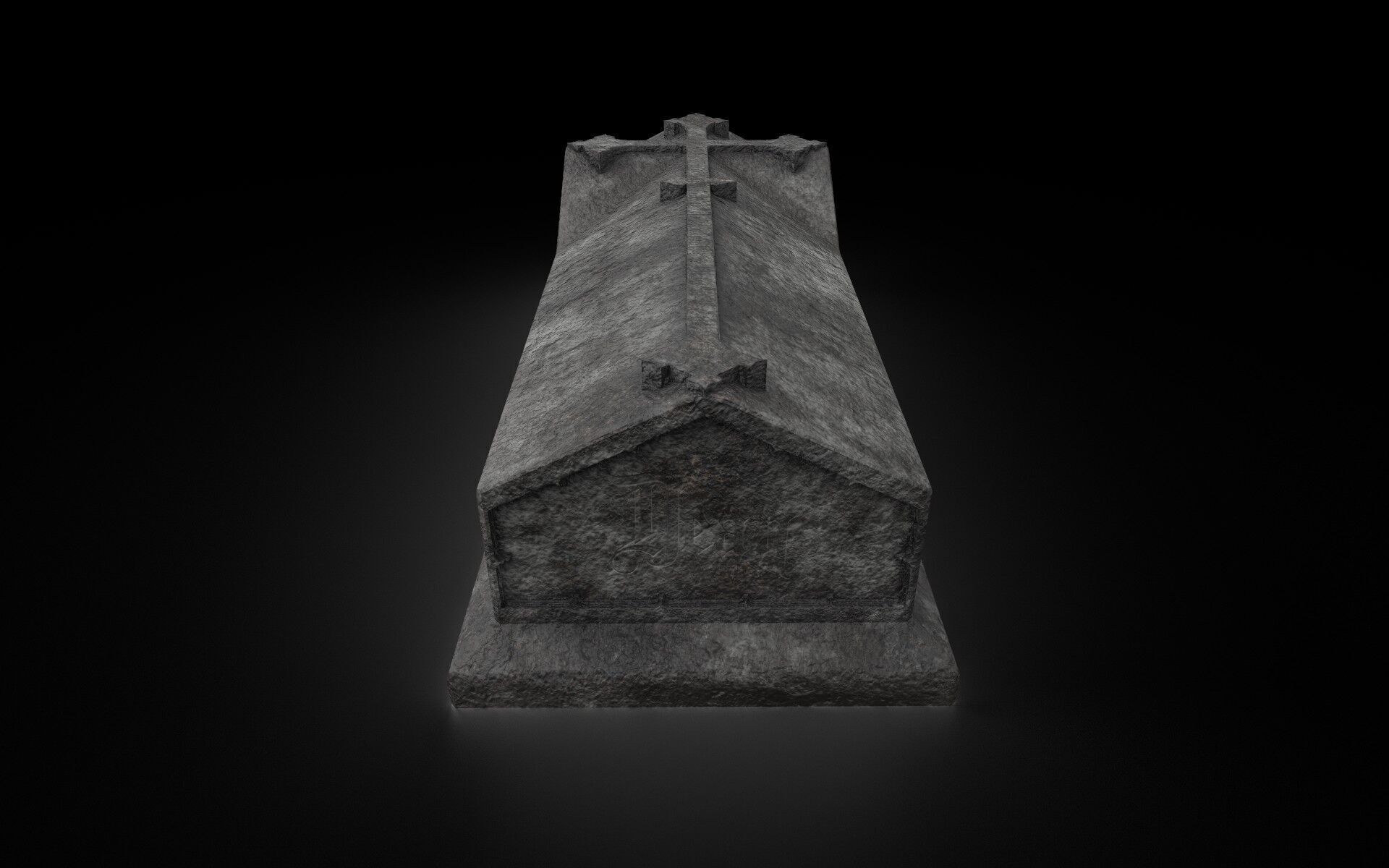 Old Stone Ledger Tombstone 3D model_3