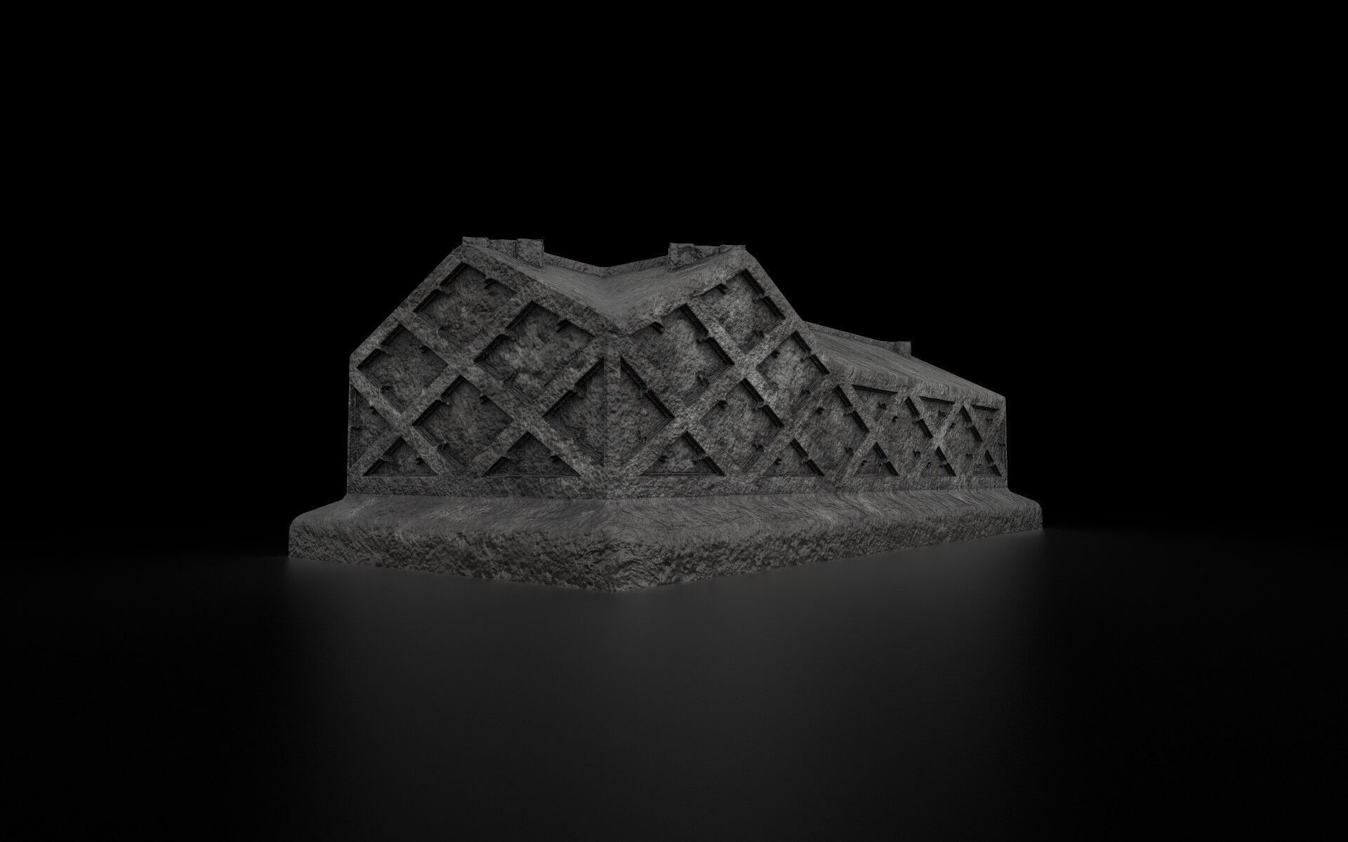 Old Stone Ledger Tombstone 3D model_4