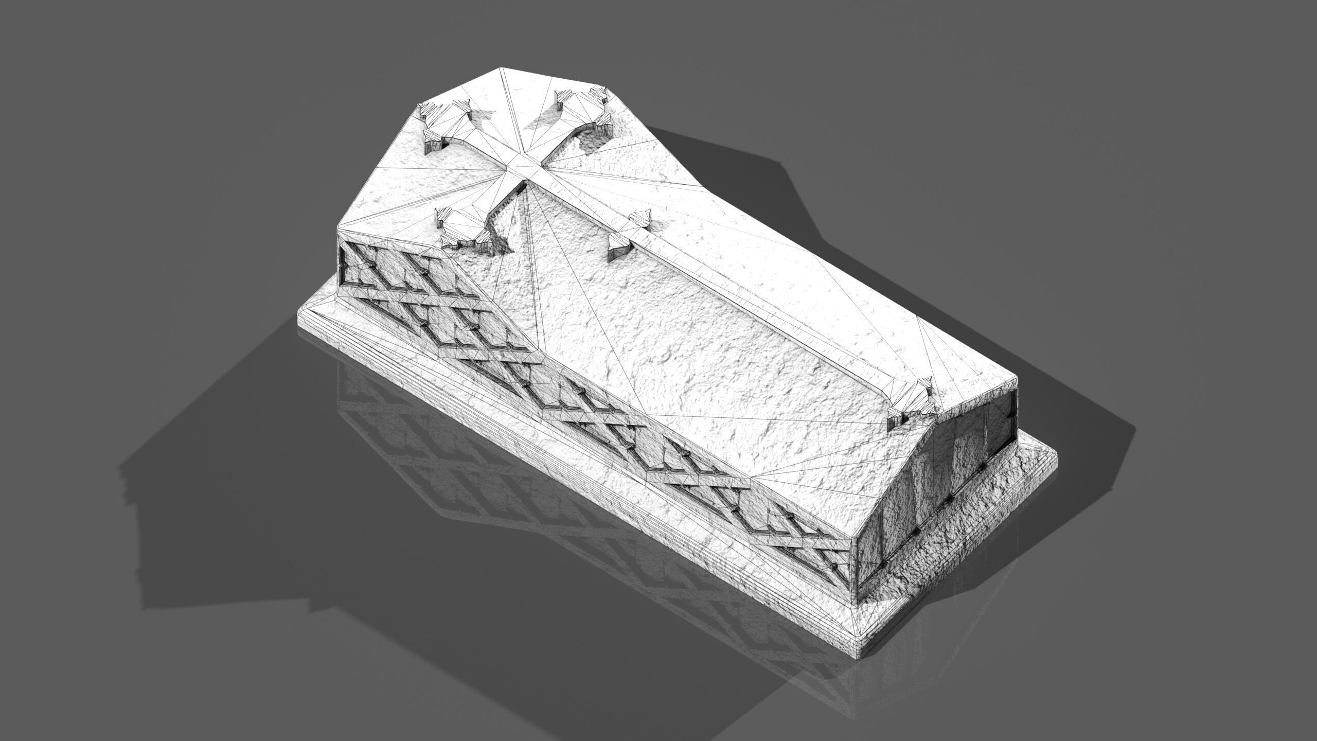 Old Stone Ledger Tombstone 3D model_6