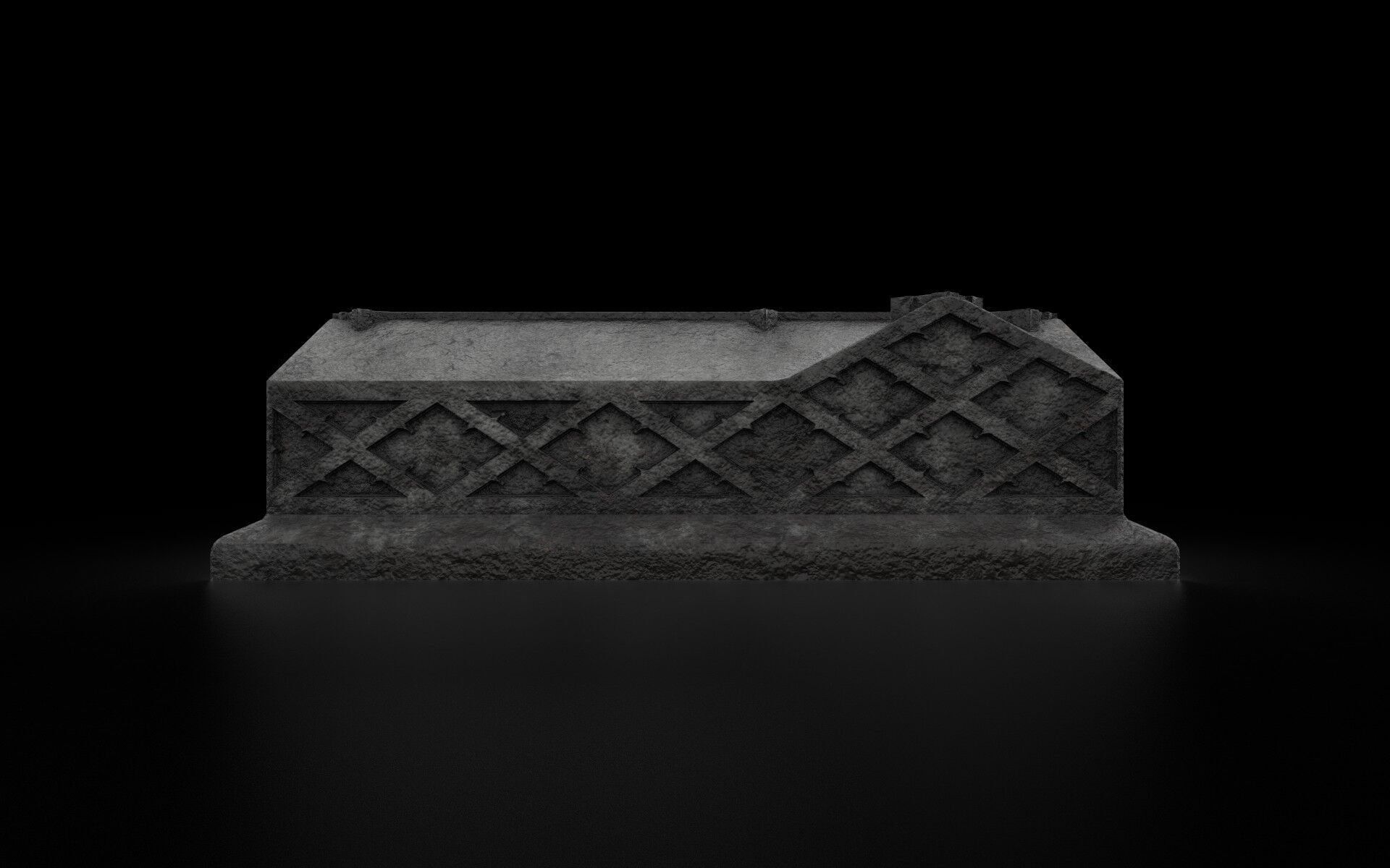 Old Stone Ledger Tombstone 3D model_2