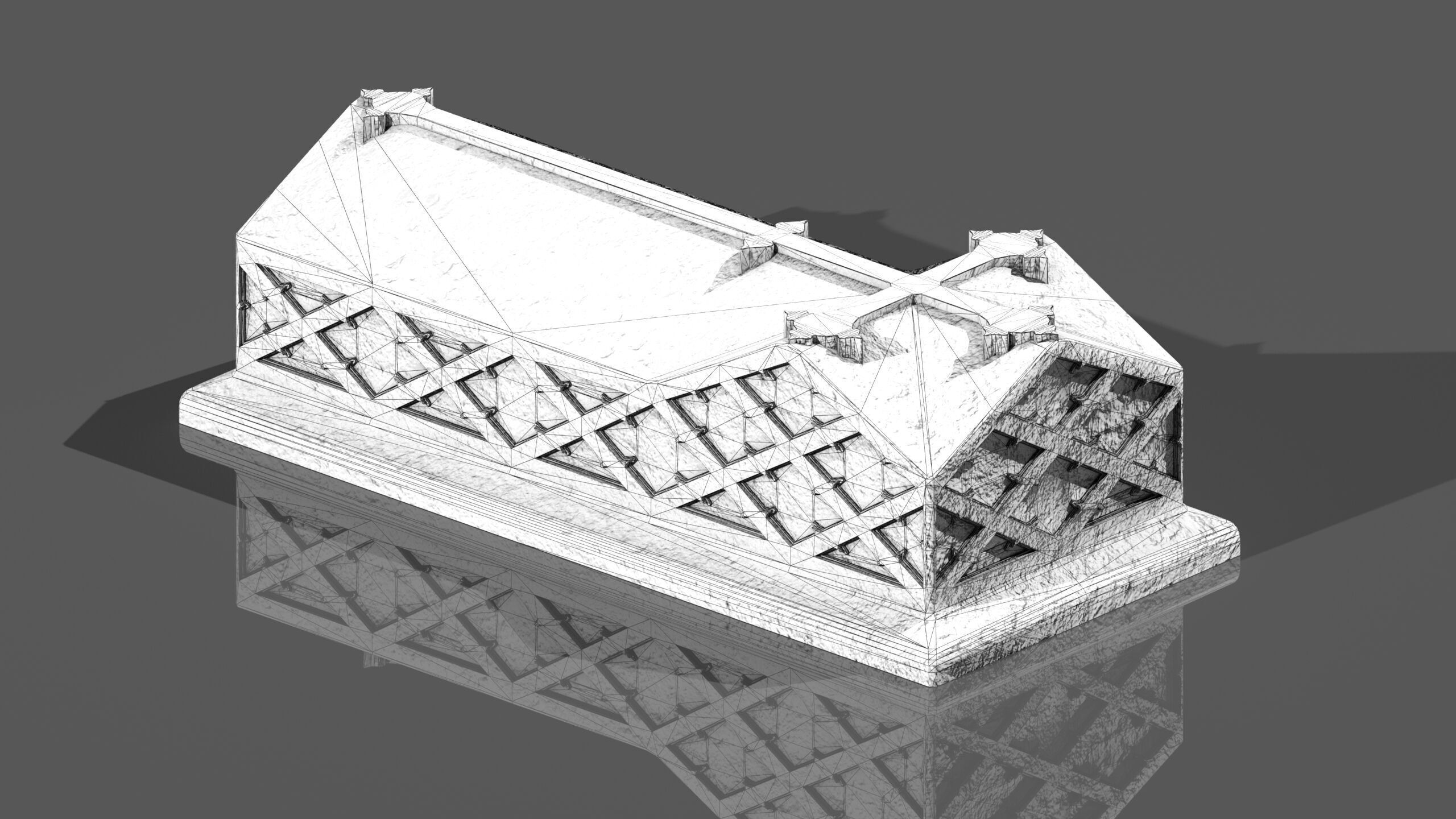 Old Stone Ledger Tombstone 3D model_5