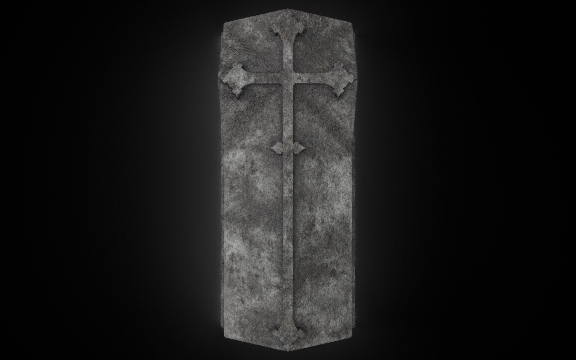 Old Stone Ledger Tombstone 3D model_1