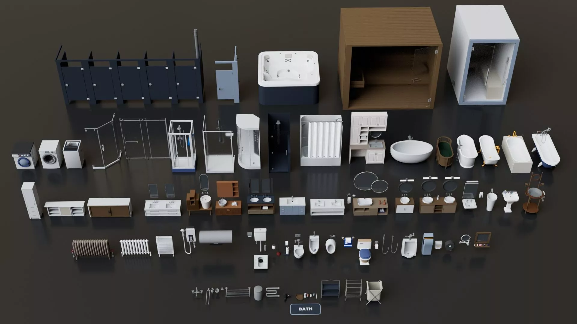Realistic Bathroom Furniture Mega Pack Collection 3D model