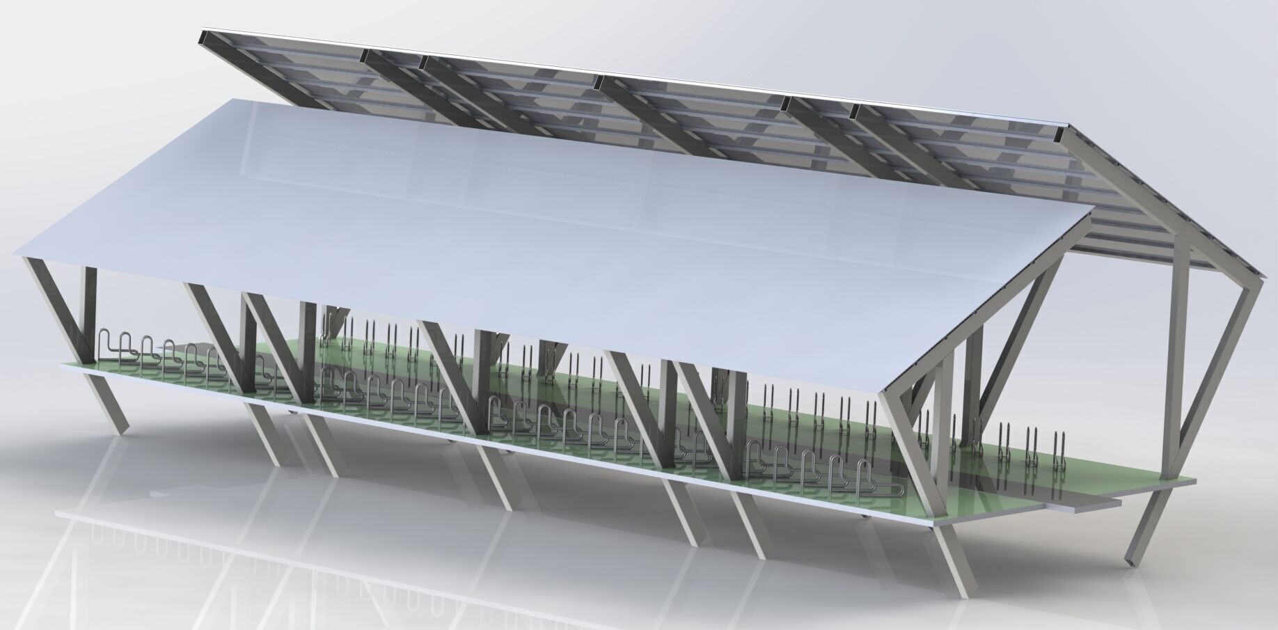 Covered bike parking Low-poly 3D model_8