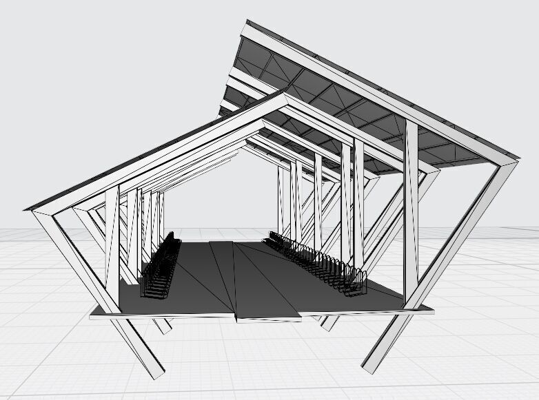 Covered bike parking Low-poly 3D model_10