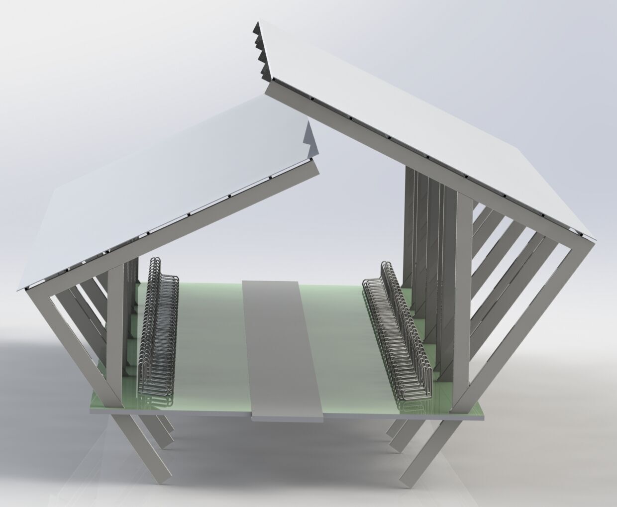 Covered bike parking Low-poly 3D model_7