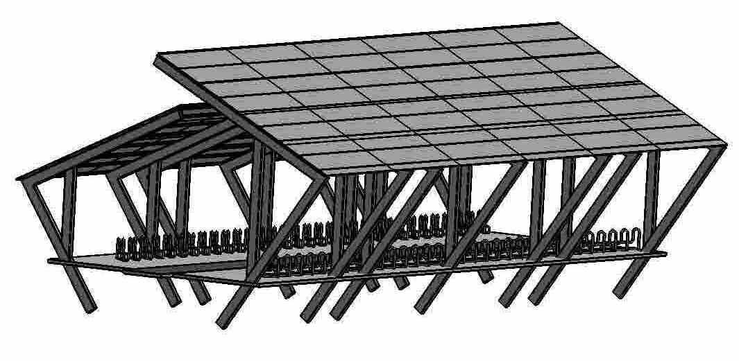 Covered bike parking Low-poly 3D model_5