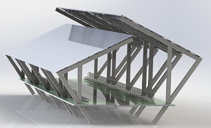 Covered bike parking  Low-poly 3D model