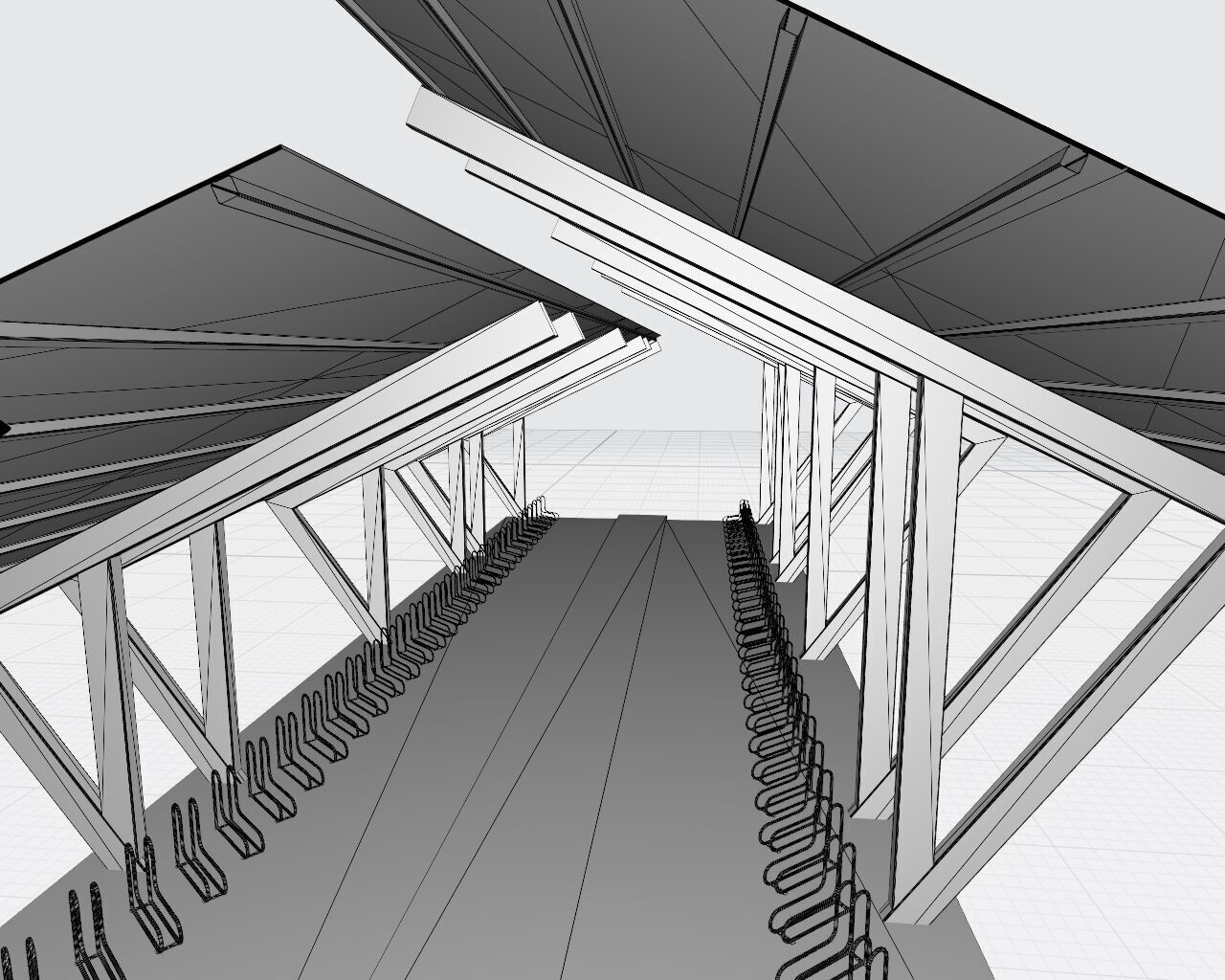 Covered bike parking Low-poly 3D model_11
