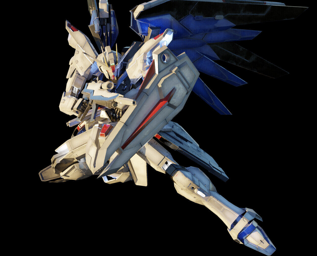 FREEDOM GUNDAM Realistic Texture Rigged with decal 3D model Low-poly 3D model_9