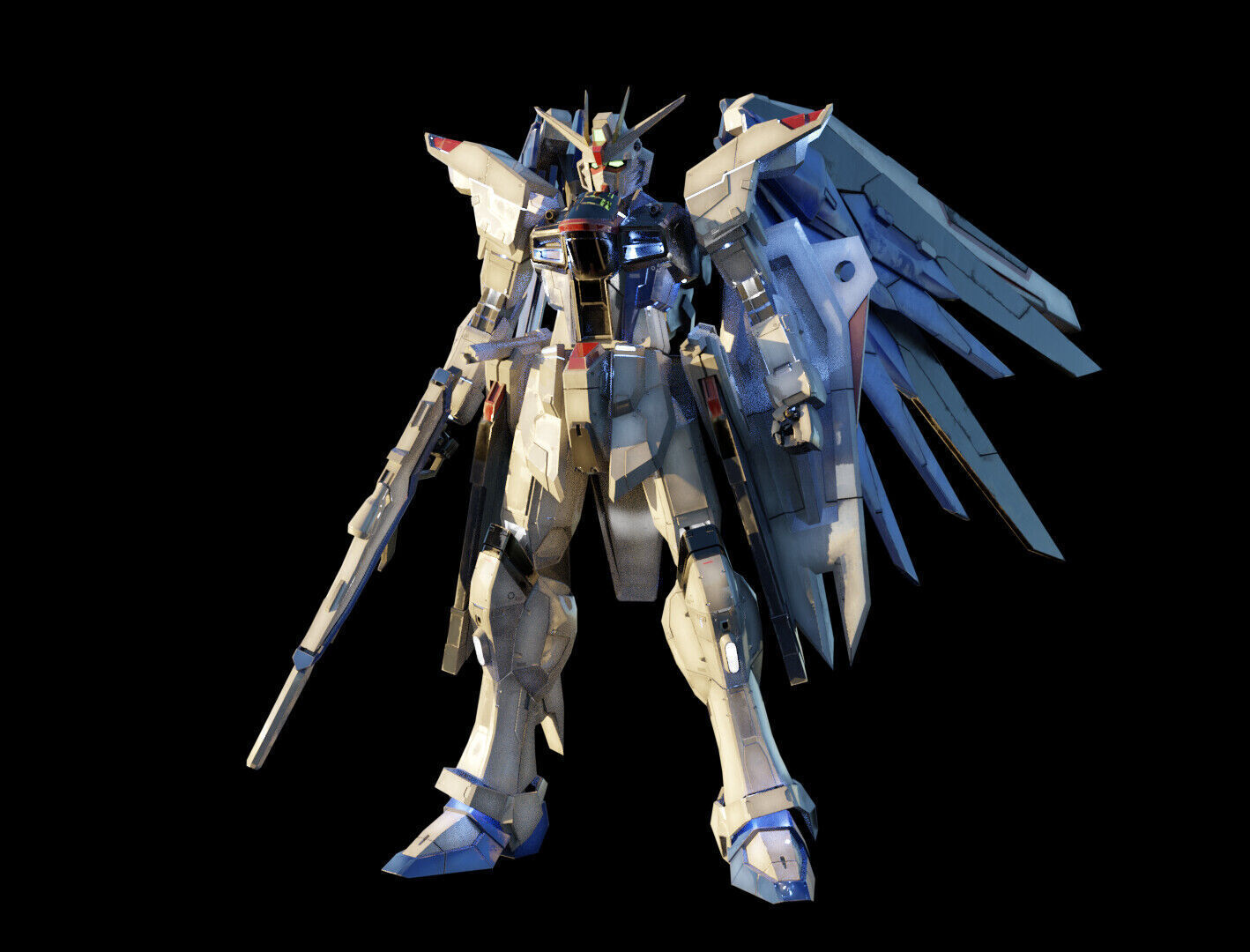 FREEDOM GUNDAM Realistic Texture Rigged with decal 3D model Low-poly 3D model_2