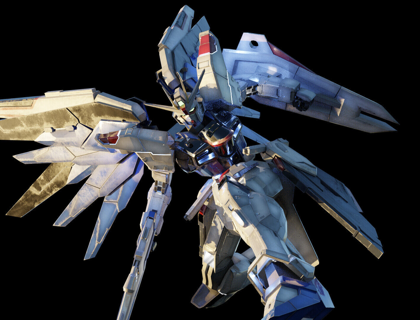 FREEDOM GUNDAM Realistic Texture Rigged with decal 3D model Low-poly 3D model_5