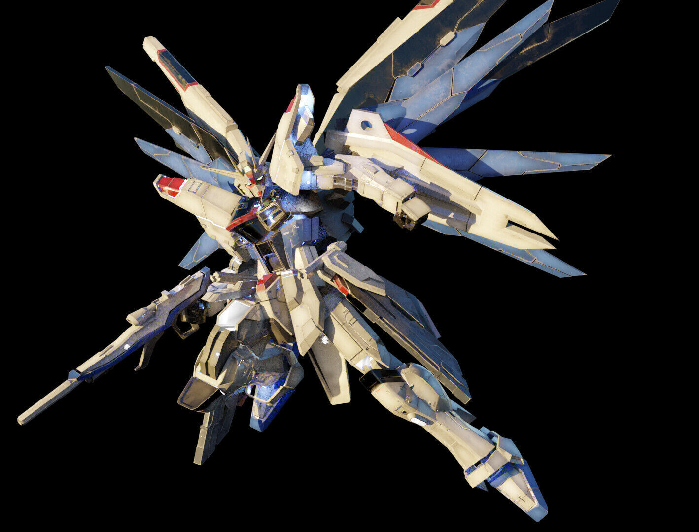FREEDOM GUNDAM Realistic Texture Rigged with decal 3D model Low-poly 3D model_6