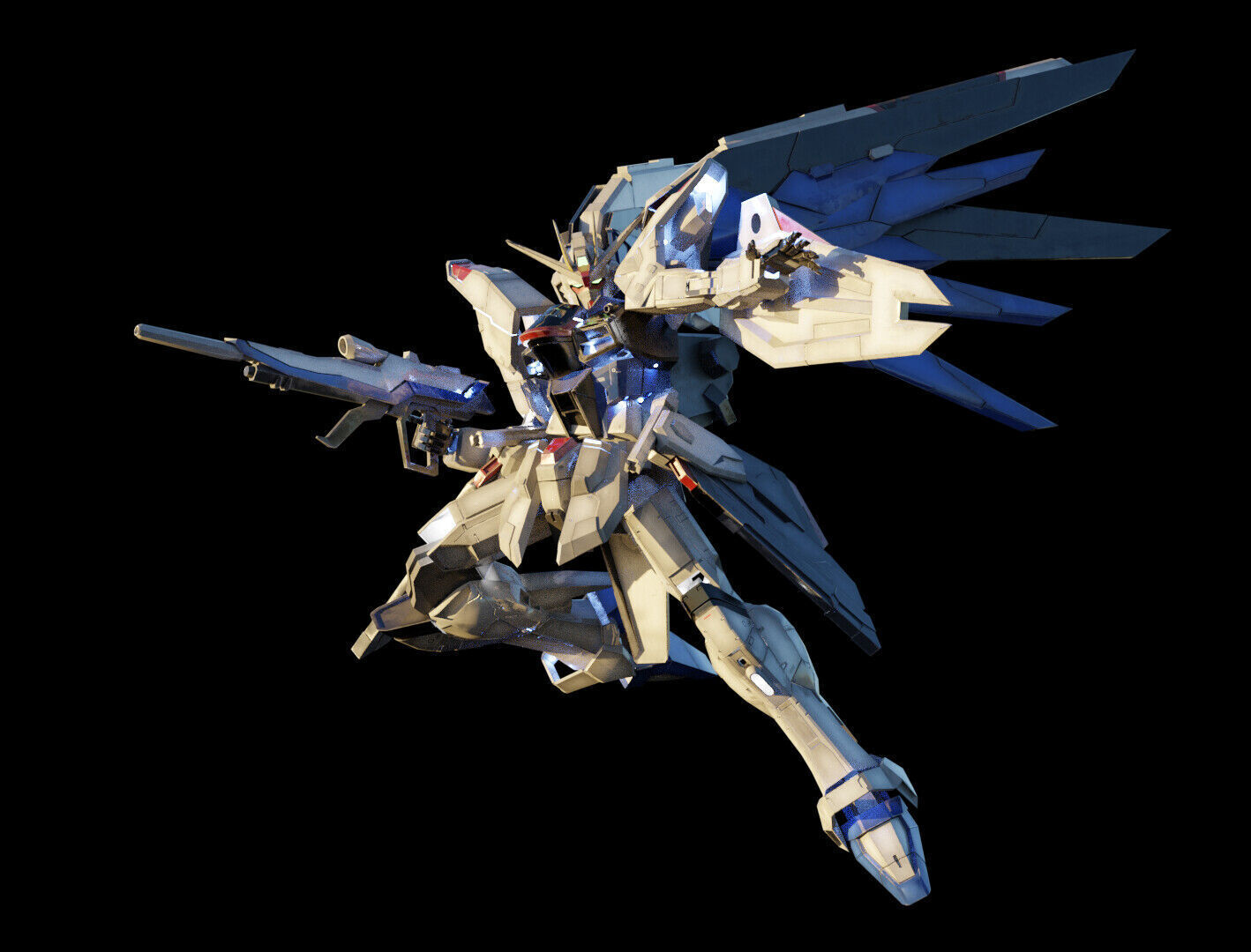 FREEDOM GUNDAM Realistic Texture Rigged with decal 3D model Low-poly 3D model_10