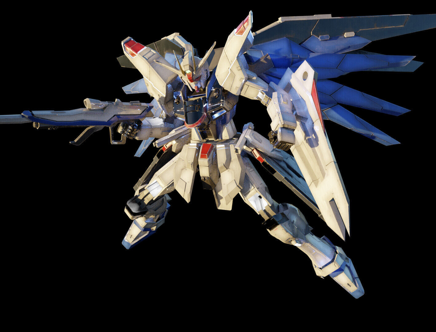 FREEDOM GUNDAM Realistic Texture Rigged with decal 3D model Low-poly 3D model_4